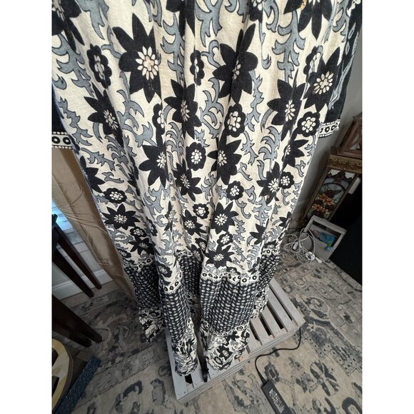 Vtg La Cera Hand-Painted Floral Muumuu Midi Dress XL Cotton Cottage Core Read - Picture 5 of 11